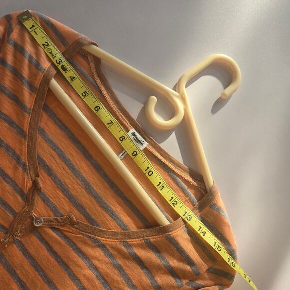 Splendid Bella Swan Meadow scene Striped Henley shirt Medium orange grey - Picture 15 of 17